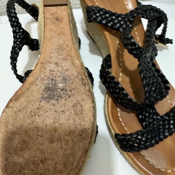 Kate Spade Espadrille woven black Wedge Heel Sandals Size 7 M - Picture 7 of 10